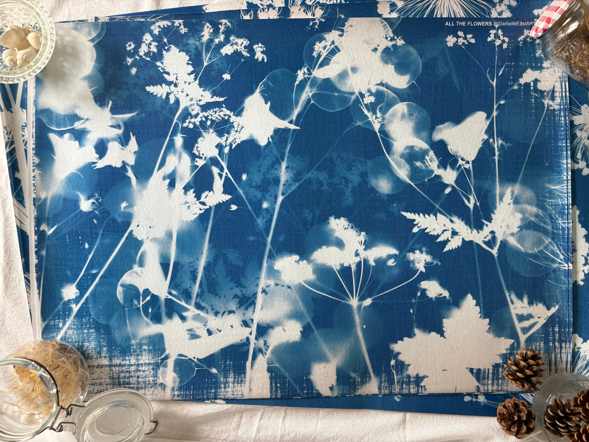 All the Flowers - Cyanotype - Gift Wrap