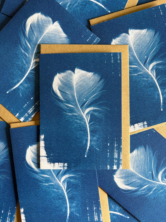 Goose Feather - Cyanotype - Blank Card