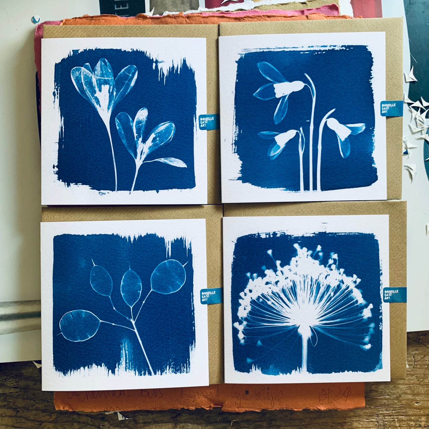 Snow Drop - Cyanotype - Square Blank Card