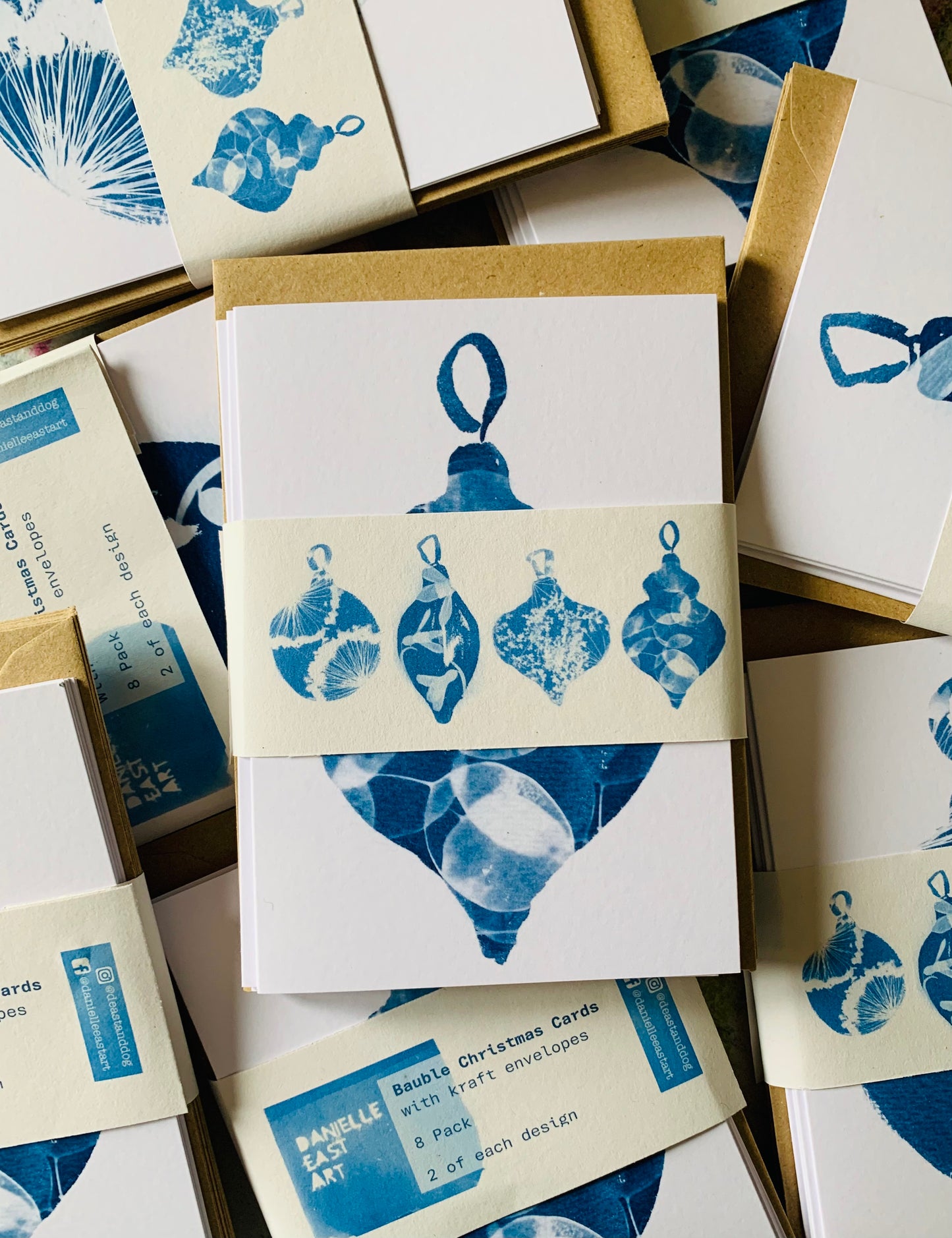 Christmas Bauble - Cyanotype - Pack of 8