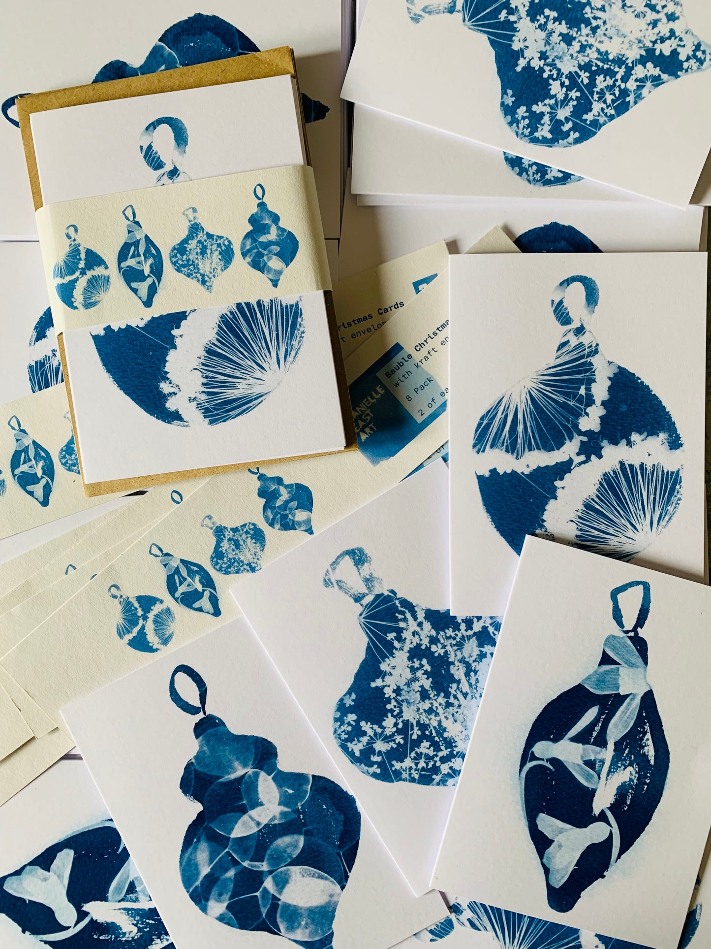 Christmas Bauble - Cyanotype - Pack of 8