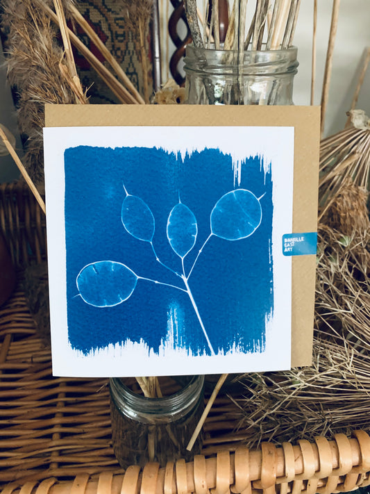 Honesty - Cyanotype - Square Blank Card