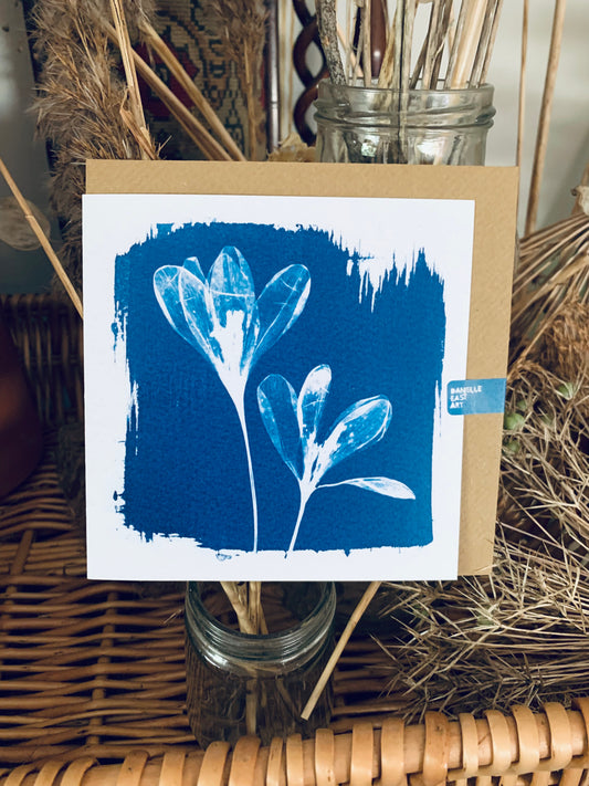 Crocus - Cyanotype - Square Blank Card