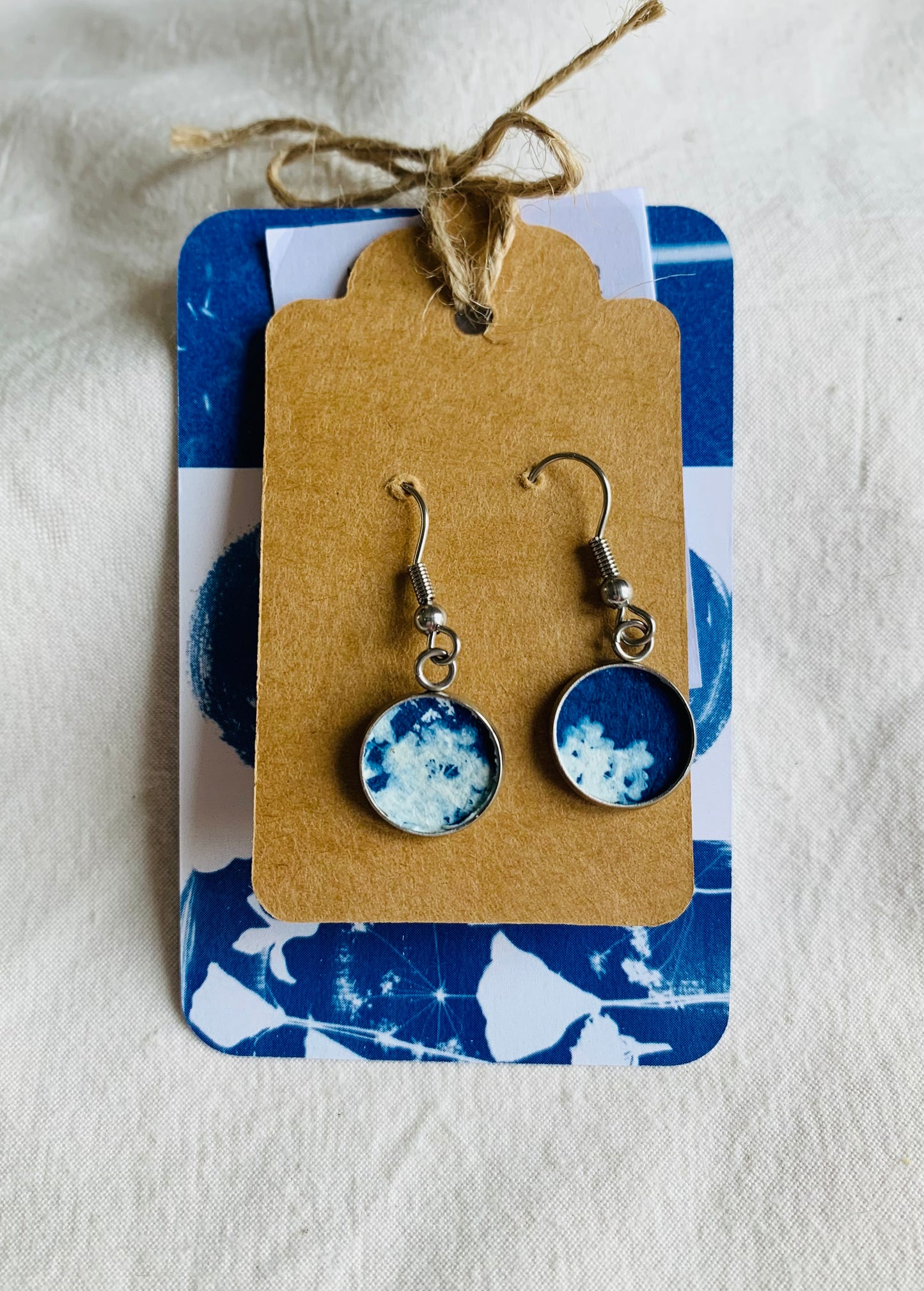 Cow Parsley Blotch - Cyanotype - Drop Earring