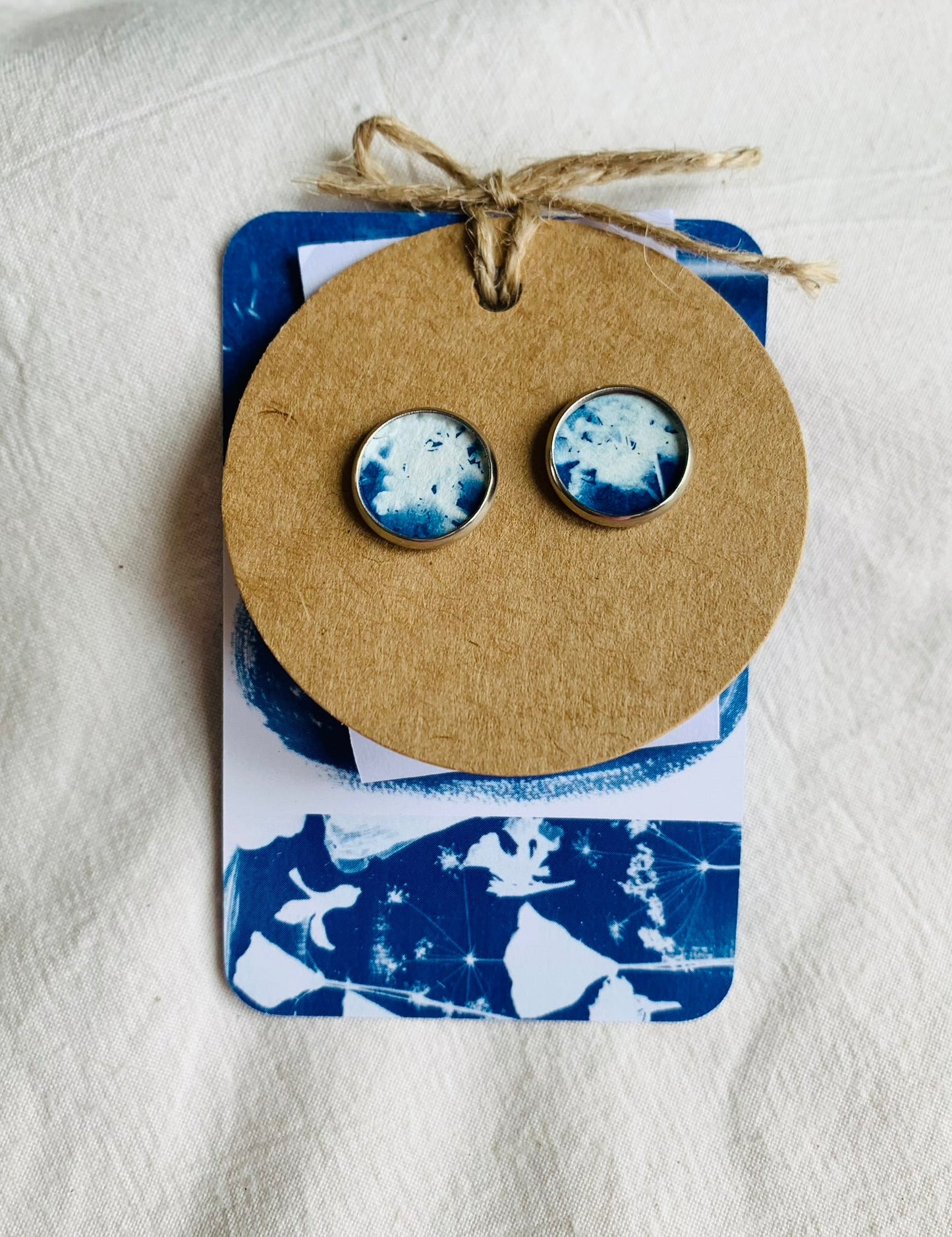 Dandelion - Cyanotype - Stud 12mm Earring