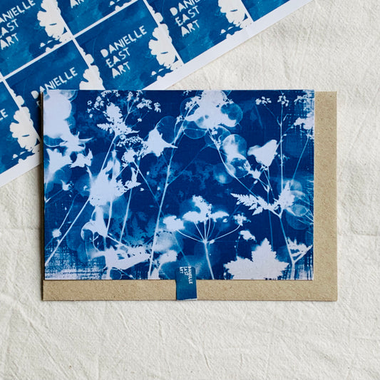 All the Flowers - Cyanotype - Blank Card