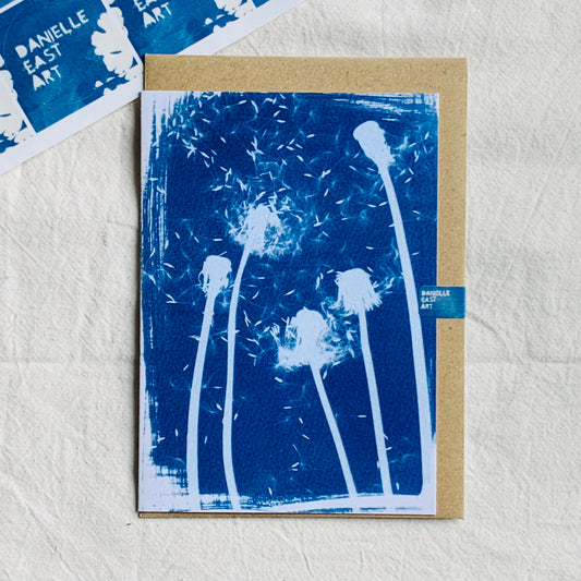 Dandelion Family - Cyanotype - Blank Card