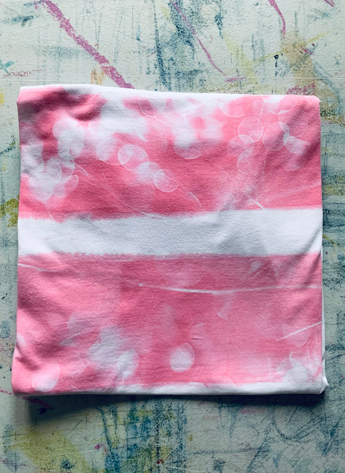 Pink Honesty Stripe Sample - White T Shirt Size Adult L