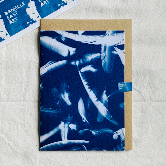 Feathers- Cyanotype - Blank Card