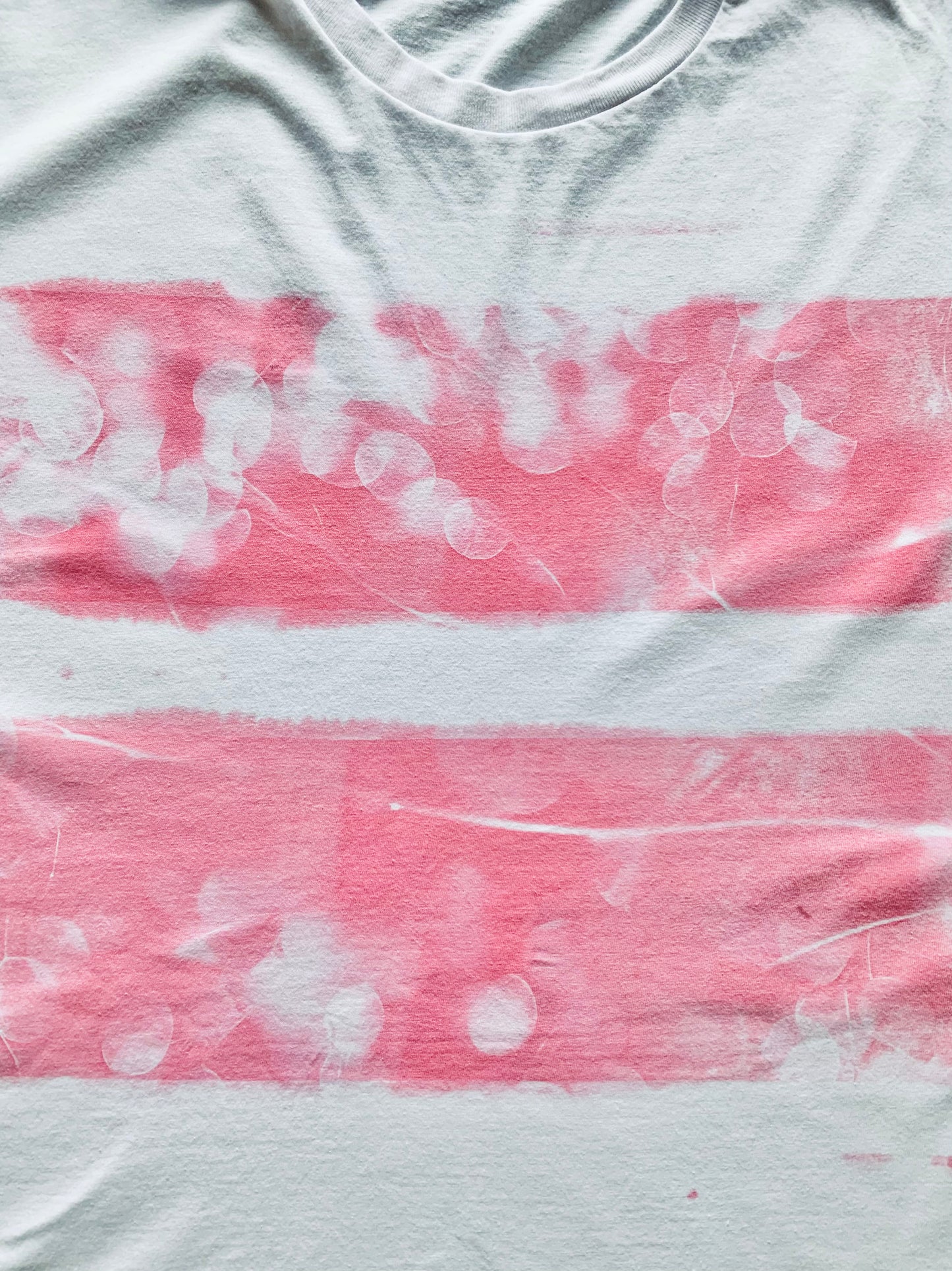 Pink Honesty Stripe Sample - White T Shirt Size Adult L