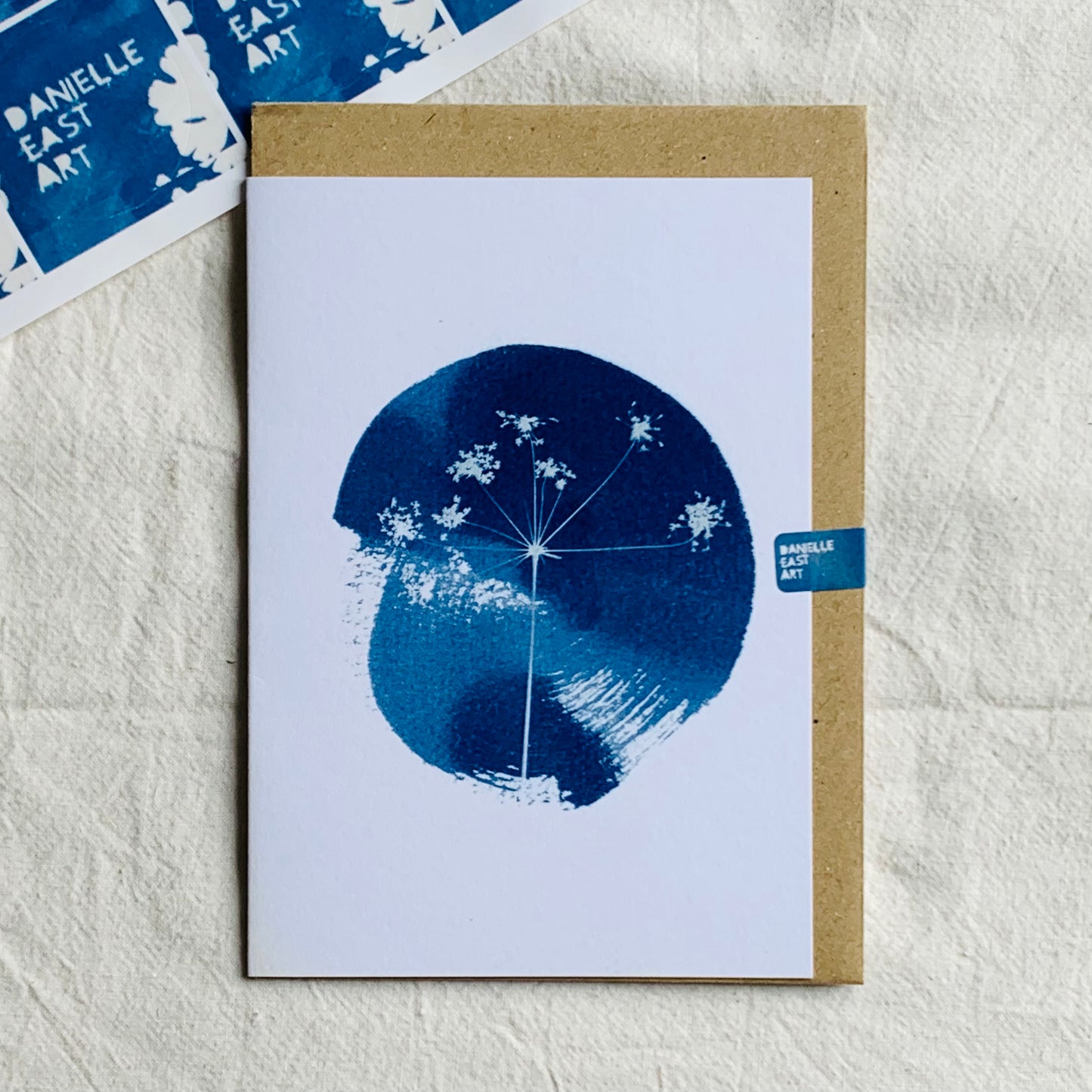 Pack of 3 Cow Parsley Round  Cyanotype Cards - FOR THE PRICE OF ONE