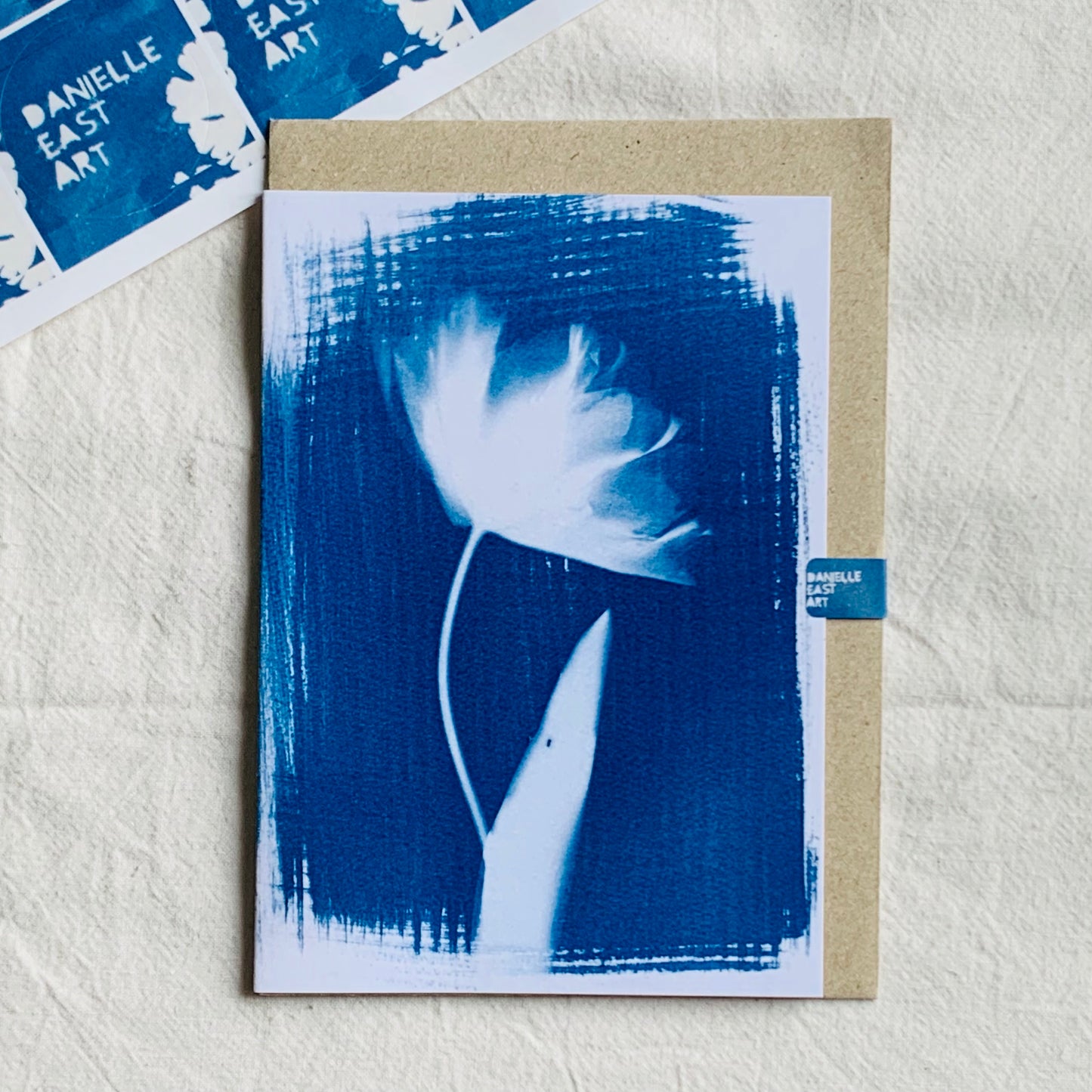 Frilly Tulip - Cyanotype - Blank Card