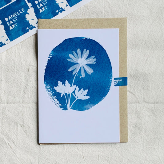 Anemone - Cyanotype - Blank Card