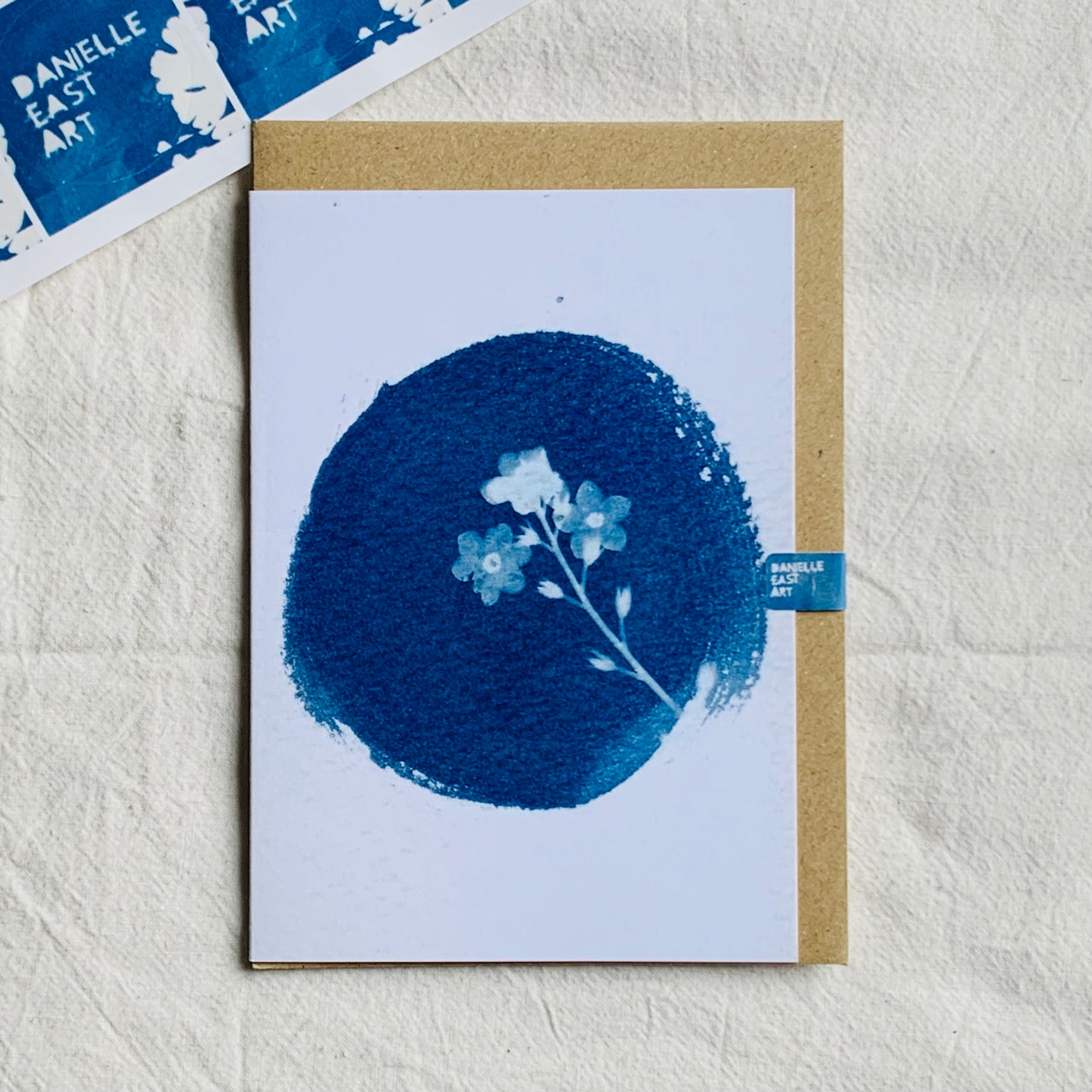 Forget Me Not Round - Cyanotype - Blank Card