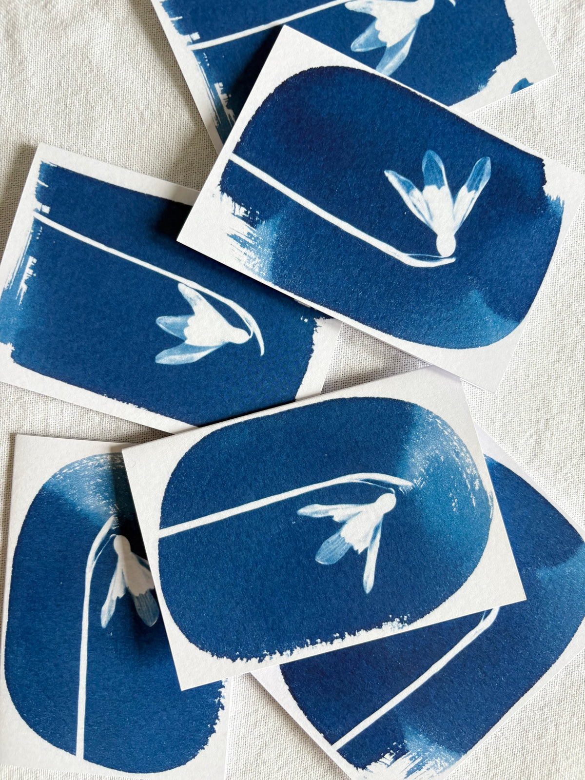 Snow Drops - Cyanotype -  A7 - Pack of 6