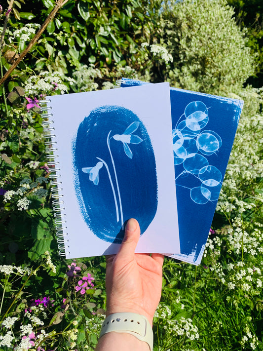 Snow Drop Cyanotype - Spiral bound Notebook - 60 pages