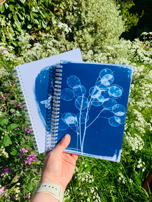 Honesty Cyanotype - Spiral bound Notebook - 60 pages