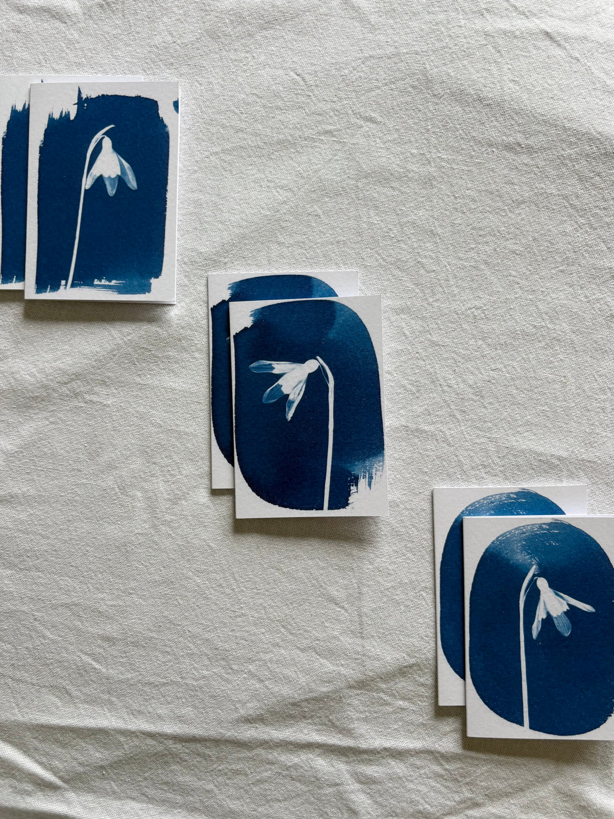 Snow Drops - Cyanotype -  A7 - Pack of 6