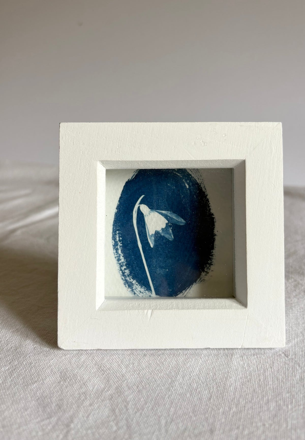 Snow Drop Oval white square glass box frame - SALE