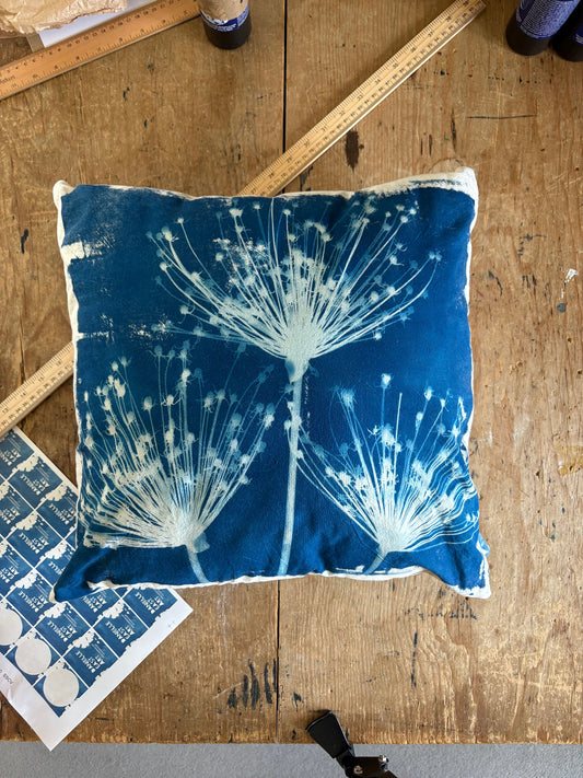 Spider Allium Cushion - COVER ONLY - Original Cyanotype - SALE