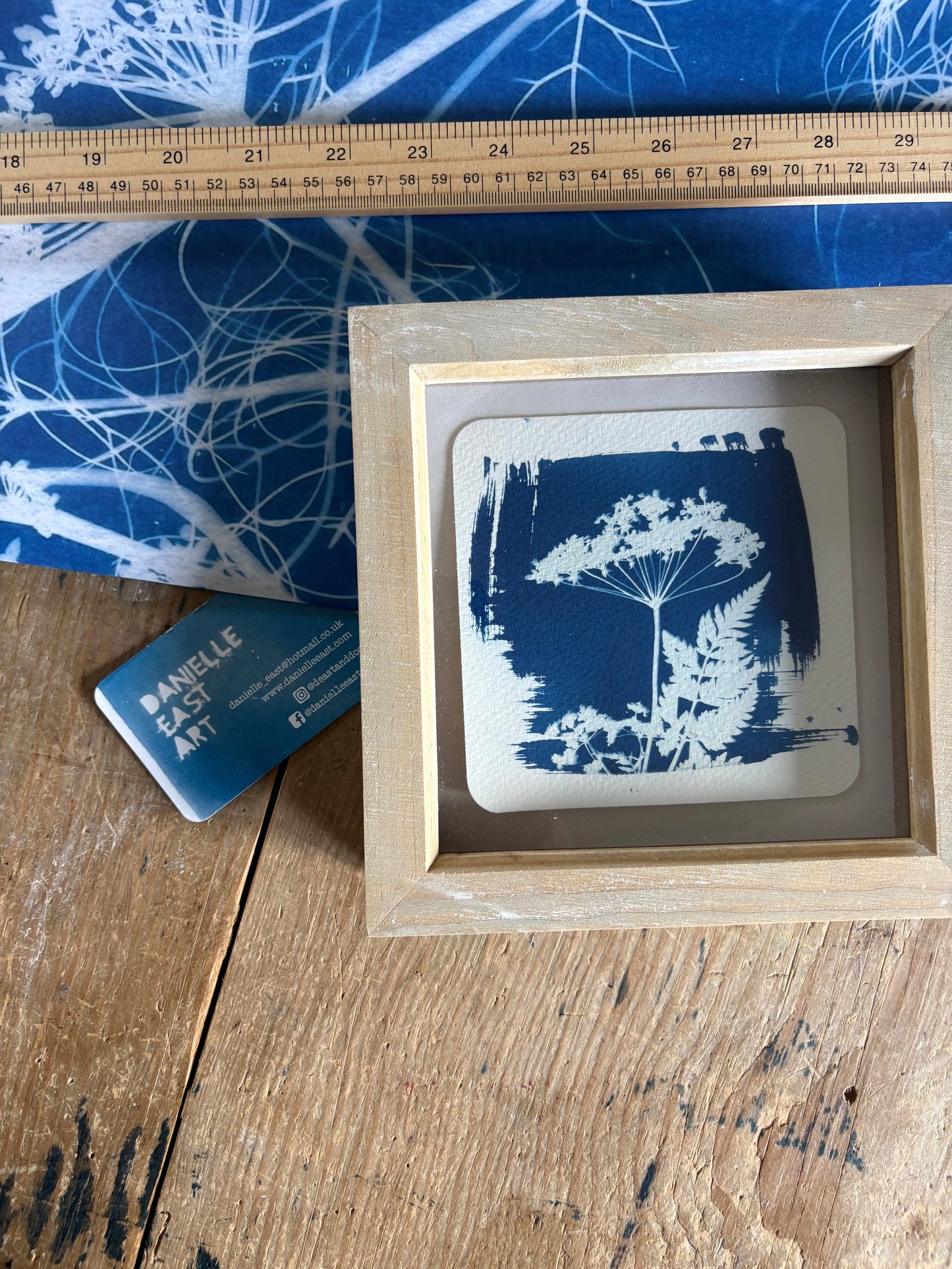Cow Parsley -PRINT CURL - wood washed square glass box frame - SALE