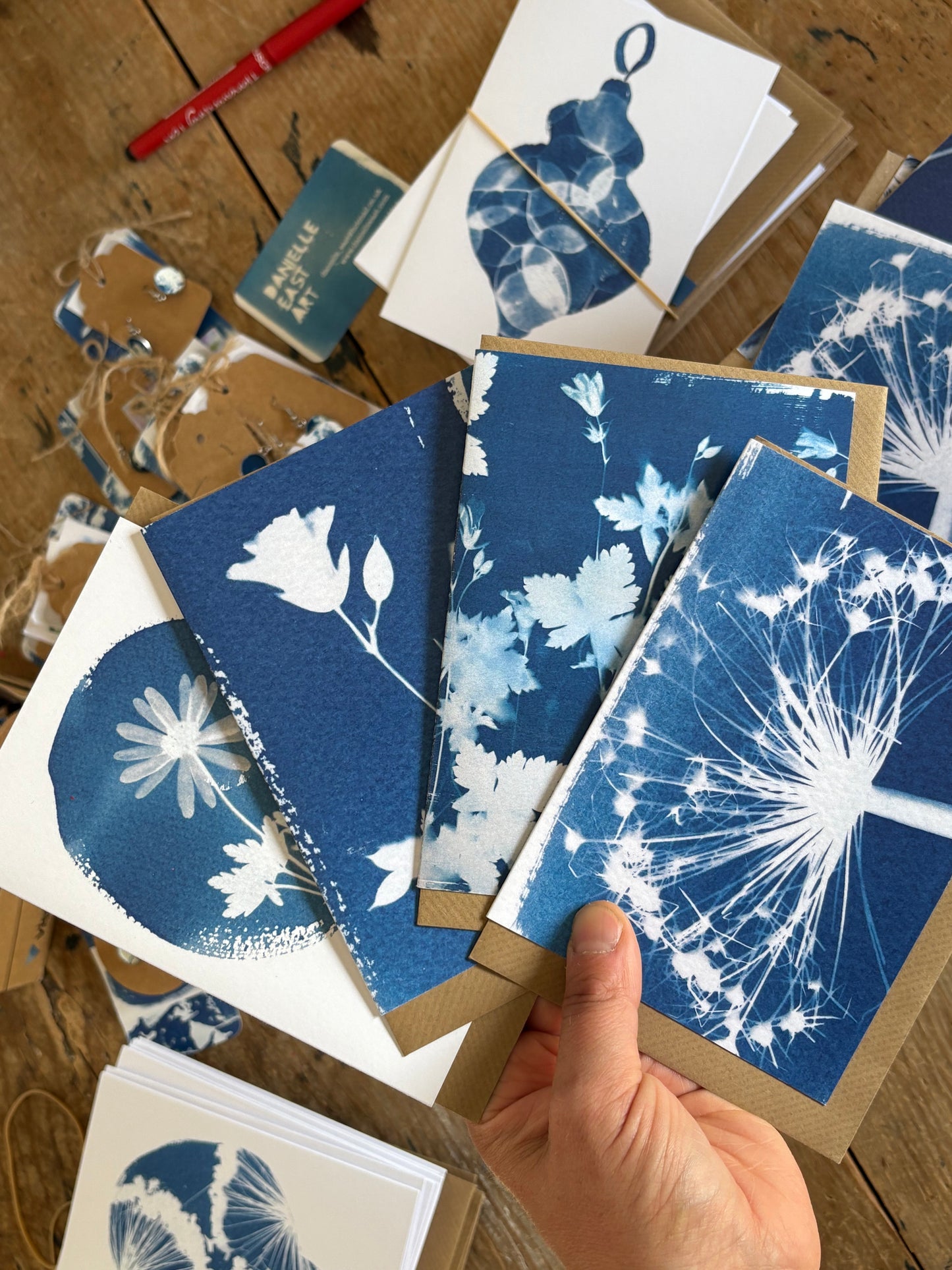 Pack of 4 Lucky Dip Cyanotype Cards