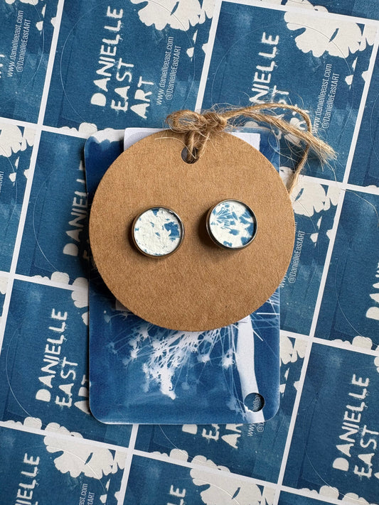 Cow Parsley 3 - Cyanotype - SALE - Stud 12 mm