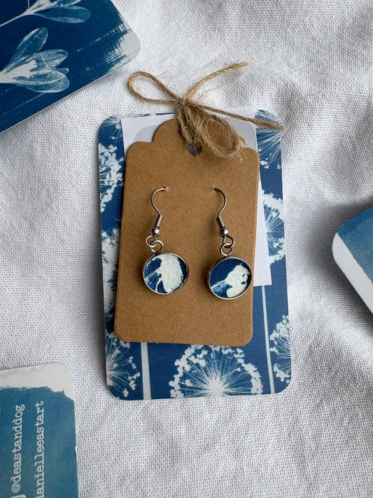 Flies 26 Cyanotype - Drop Earring - Sale