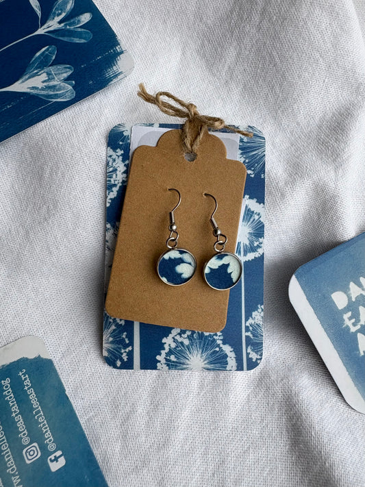 Leaves 2 26 Cyanotype - Drop Earring - Sale