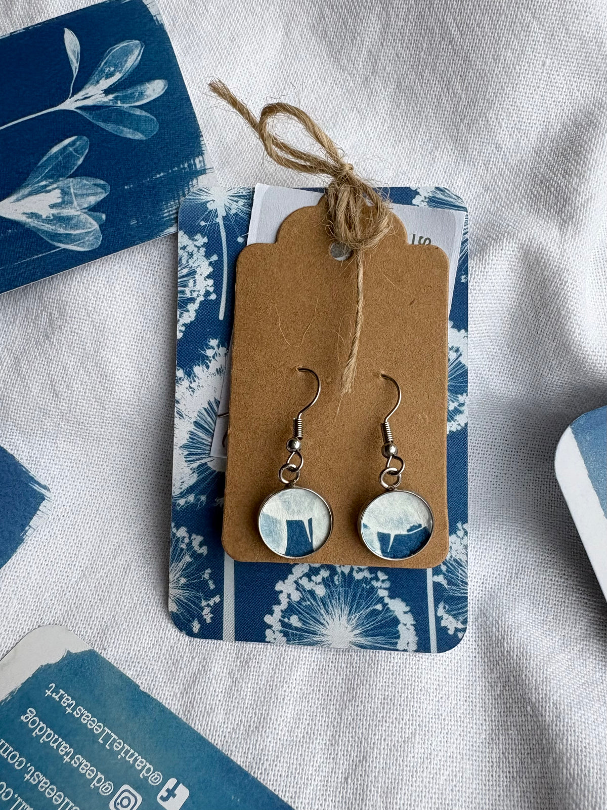 Abstract Honesty 26 Cyanotype - Drop Earring - Sale
