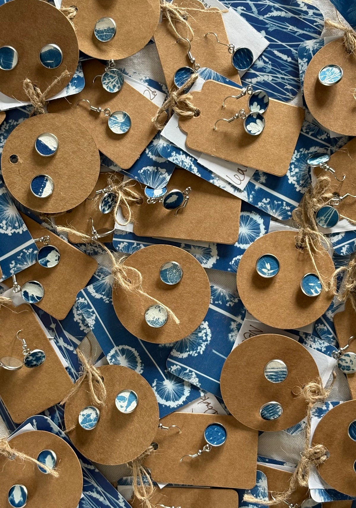 Brush Cow Parsley 26 Cyanotype - Drop Earring - Sale