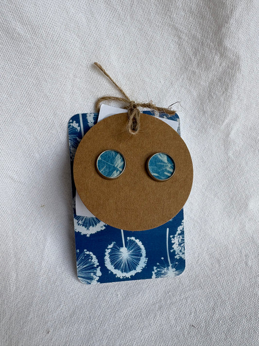 Dandelion Seeds - Cyanotype - SALE - Stud 12 mm