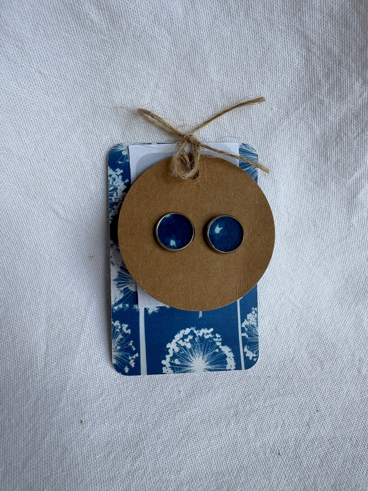 Blue Forget Me Not - Cyanotype - SALE - Stud 12 mm
