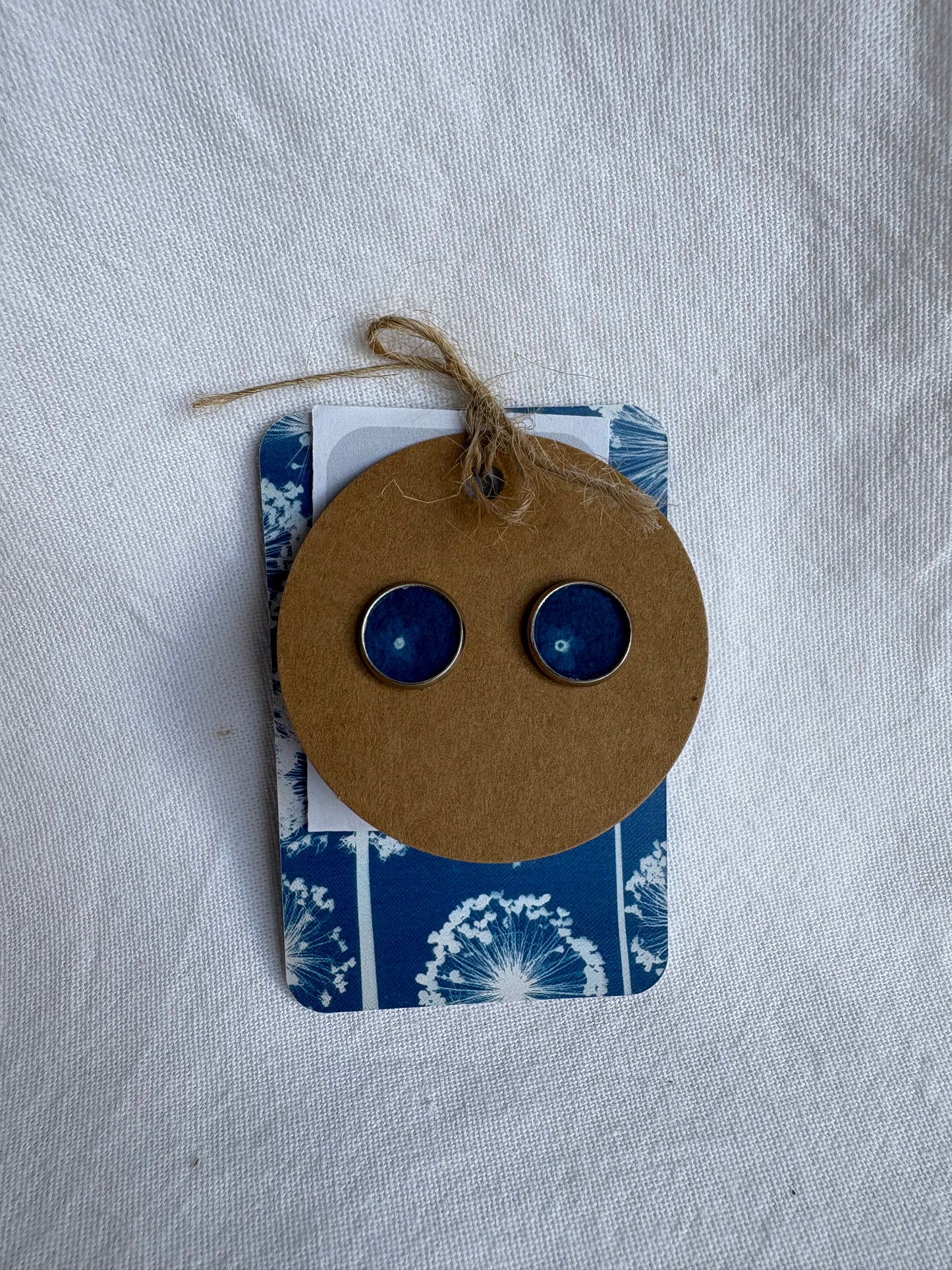 Blue Forget Me Not 2 - Cyanotype - SALE - Stud 12 mm