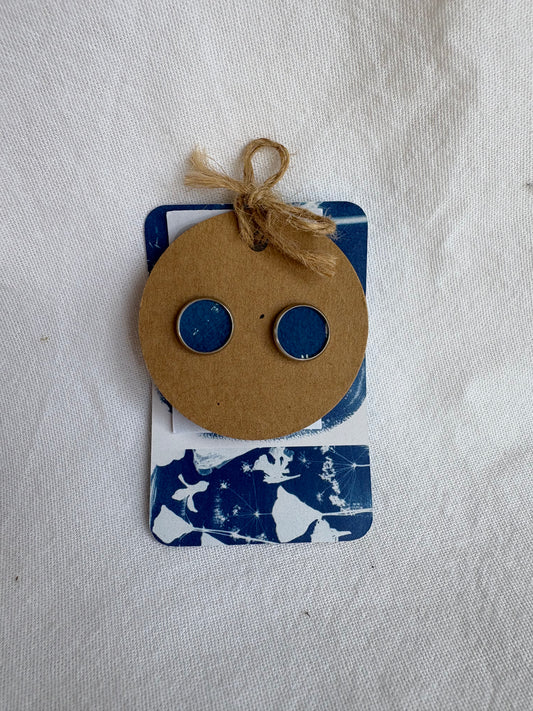 Dark Blue - Cyanotype - SALE - Stud 12 mm