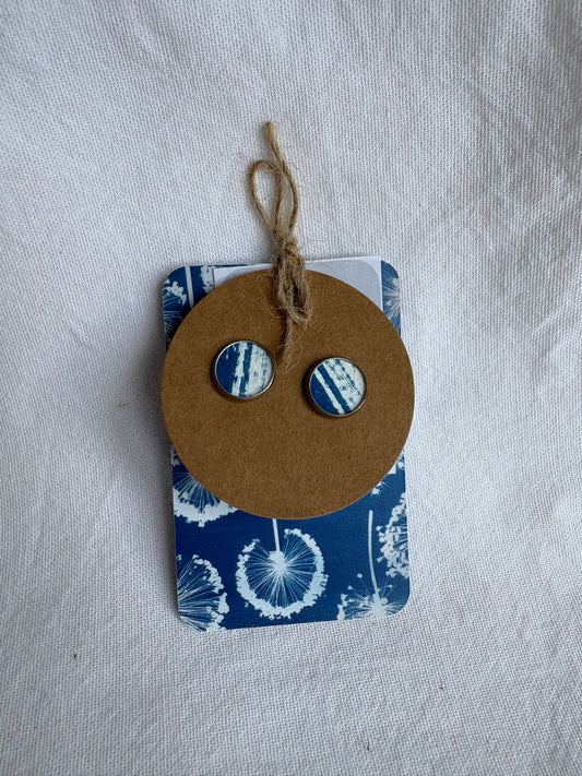 Stripes - Cyanotype - SALE - Stud 12 mm