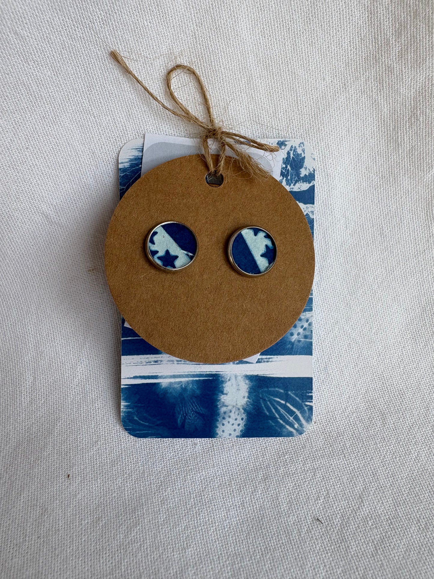 Half Star 2 - Cyanotype - SALE - Stud 12 mm