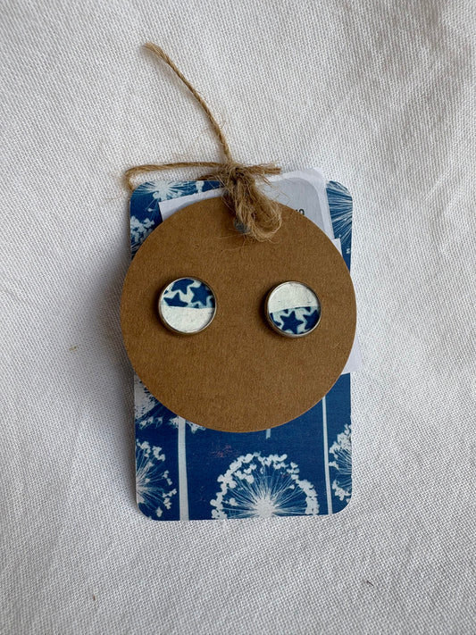 Half Star - Cyanotype - SALE - Stud 12 mm