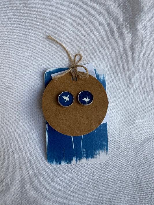 Forget Me Not Bits - Cyanotype - SALE - Stud 12 mm