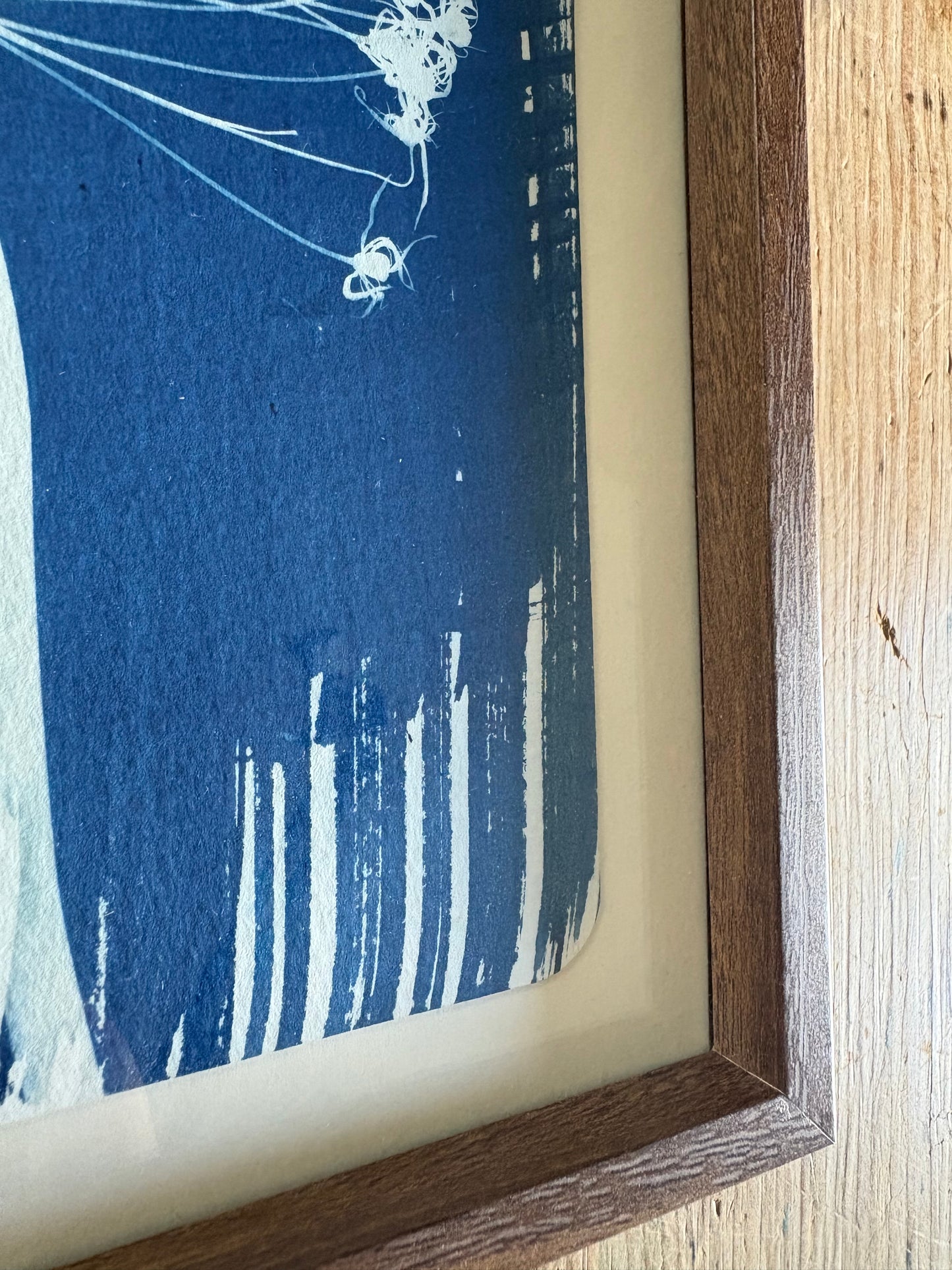 Allium Stem Left -OLD STOCK - Walnut coloured glass frame - SALE