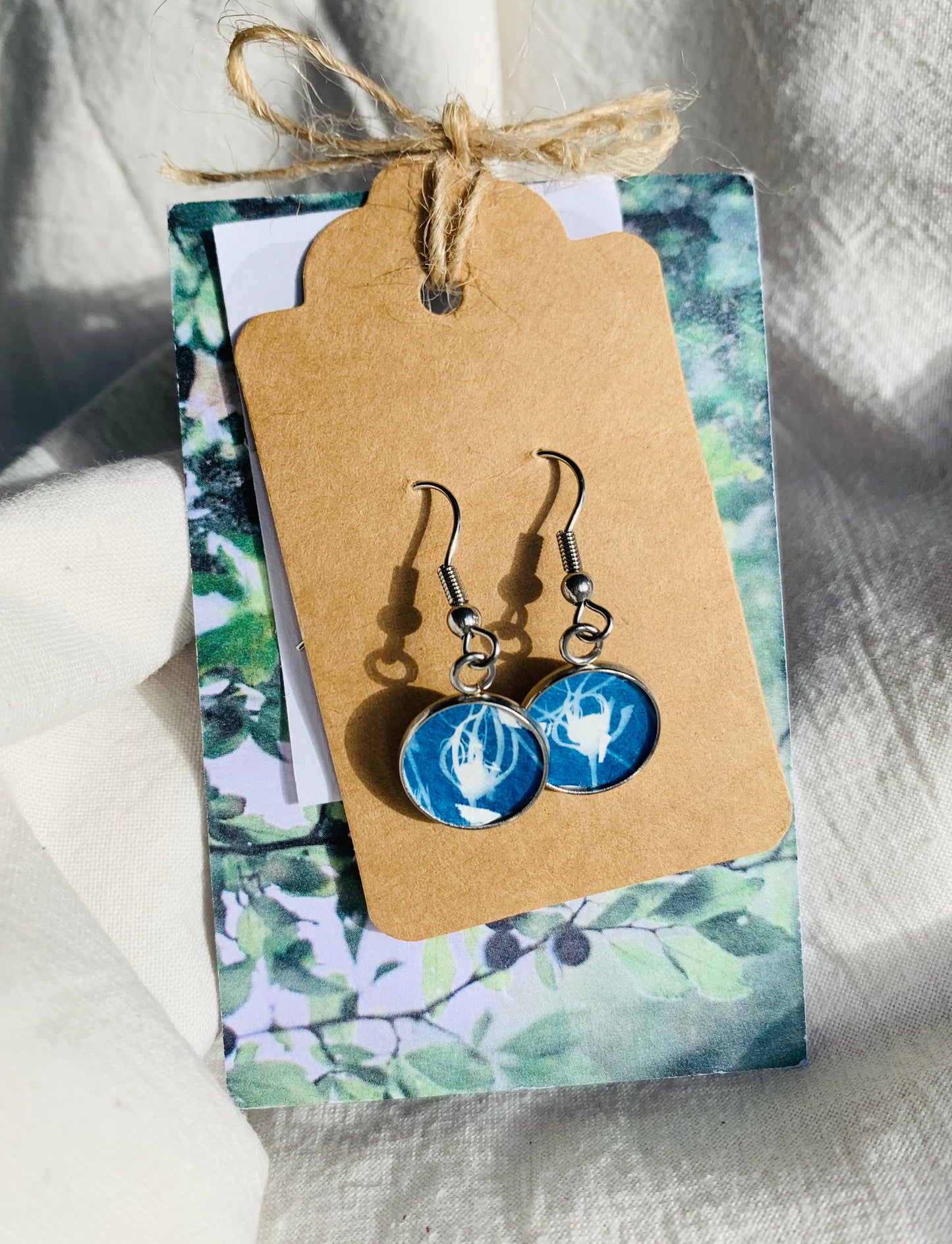 Allium Bits 1 - Cyanotype - Drop Earring