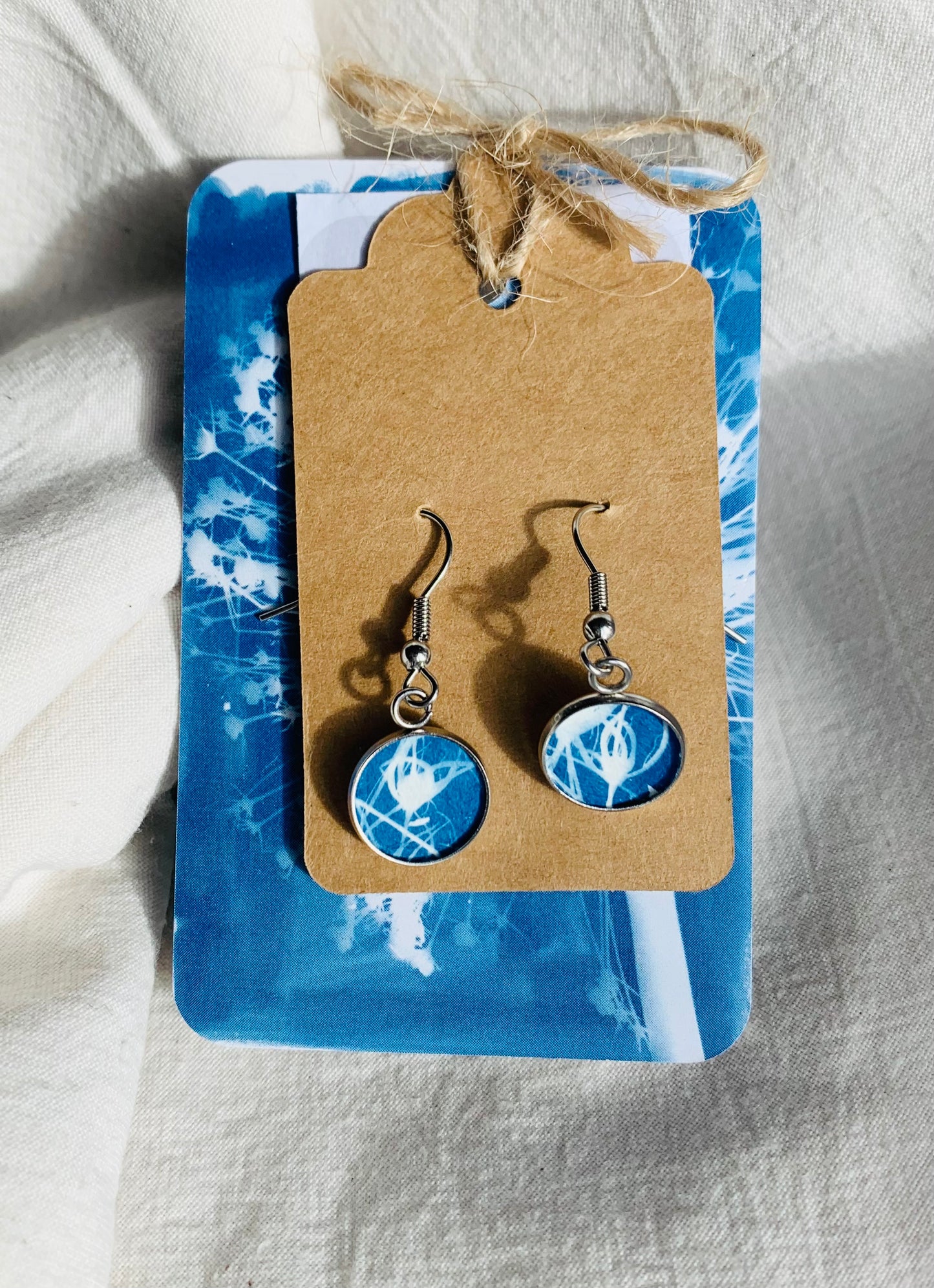 Allium bits 2 - Cyanotype - Drop Earring