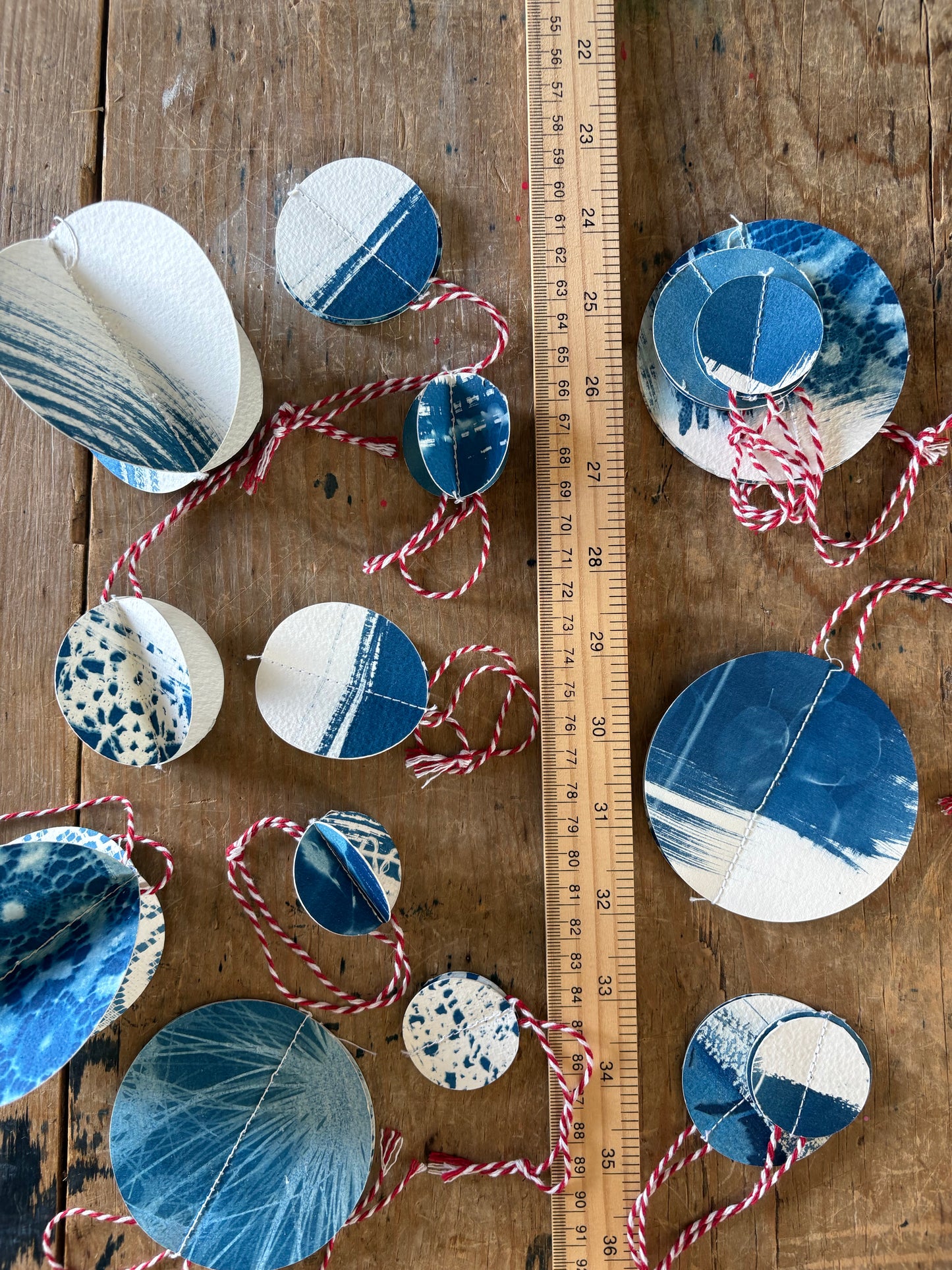 Pack of 8 Lucky Dip Christmas Bauble Cyanotype Cards & 3 Decorations