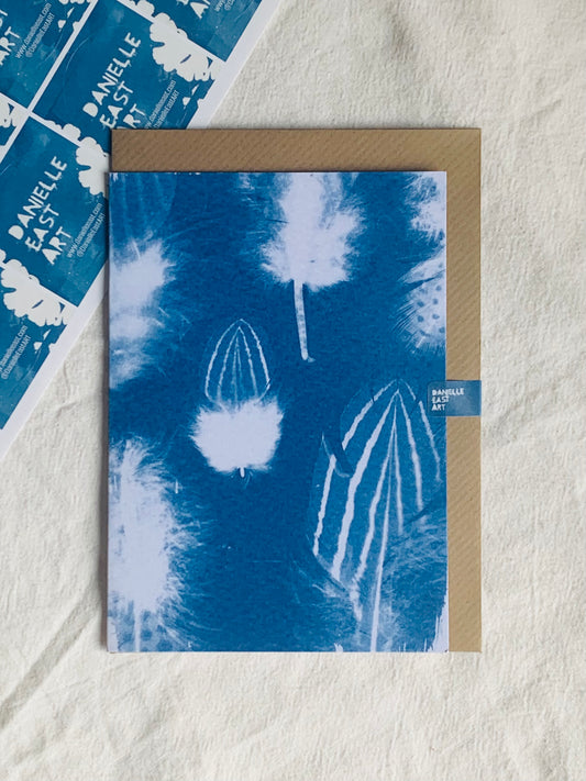 Feather Patterns - Cyanotype - Blank Card