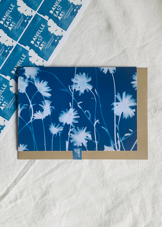 Ox Eye Daisies - Cyanotype - Blank Card