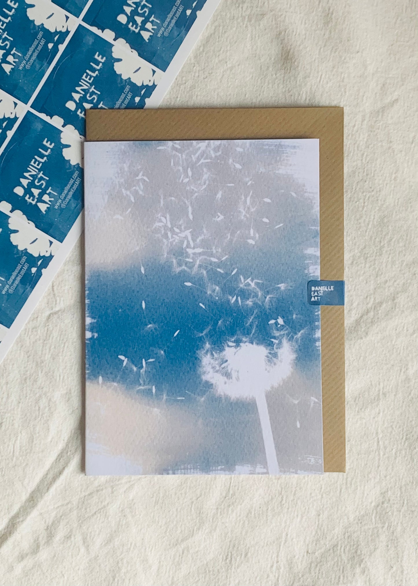 Faded Dandelion - Cyanotype - Blank Card