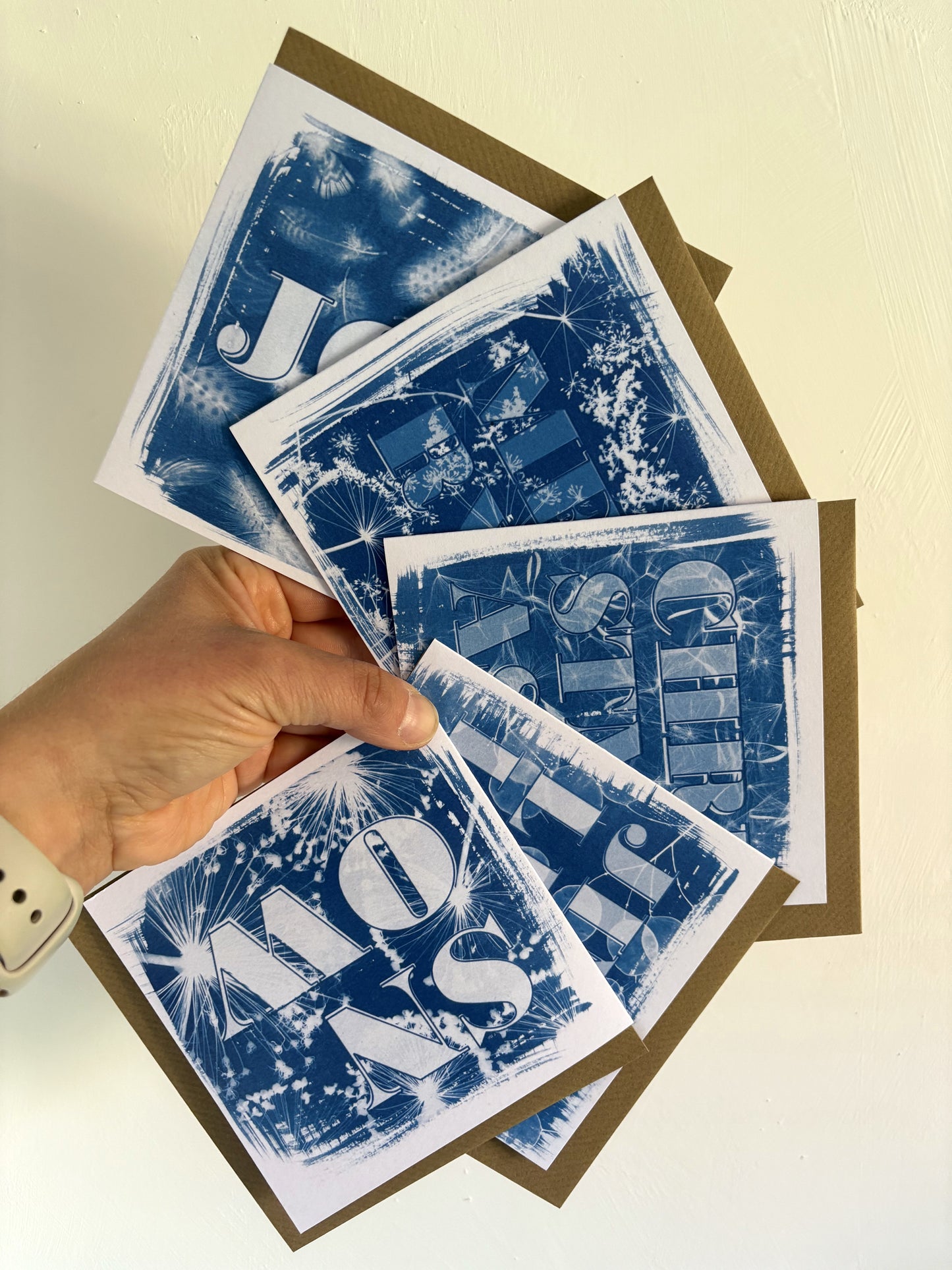 Christmas Text - Cyanotype - Pack of 10