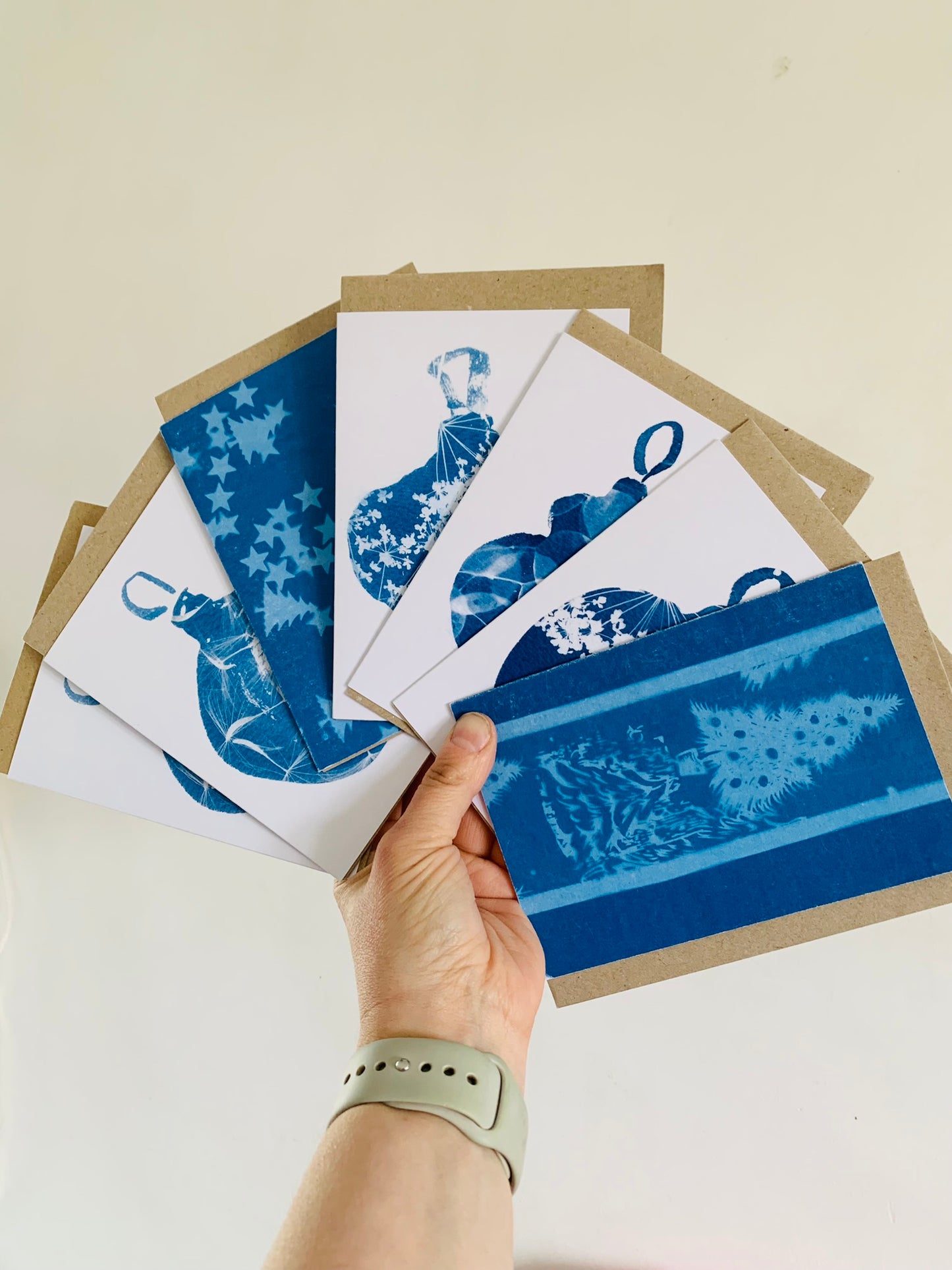 Pack of 7 Lucky Dip Christmas Cyanotype Cards