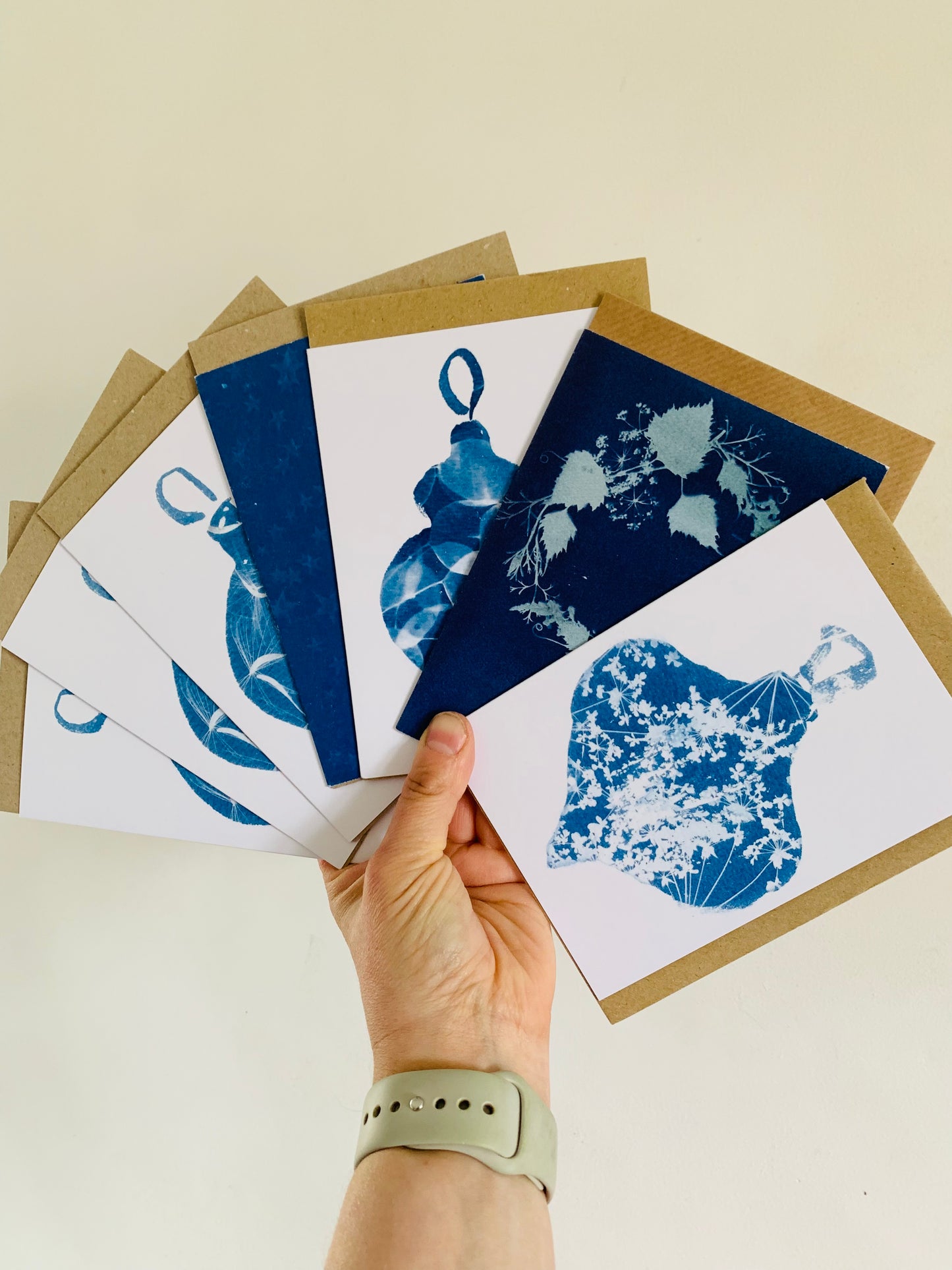 Pack of 7 Lucky Dip Christmas Cyanotype Cards