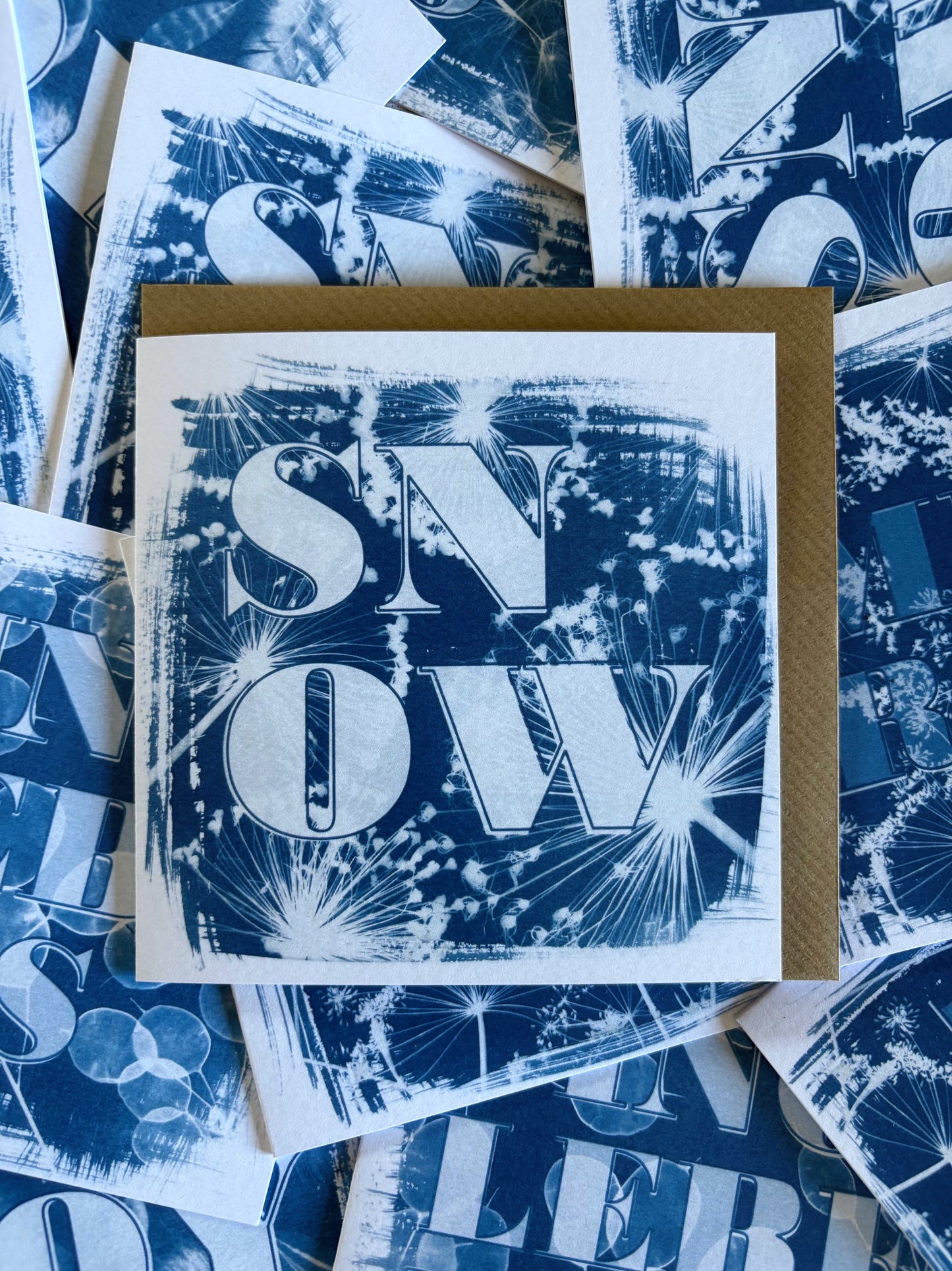 Christmas Text - Cyanotype - Pack of 10